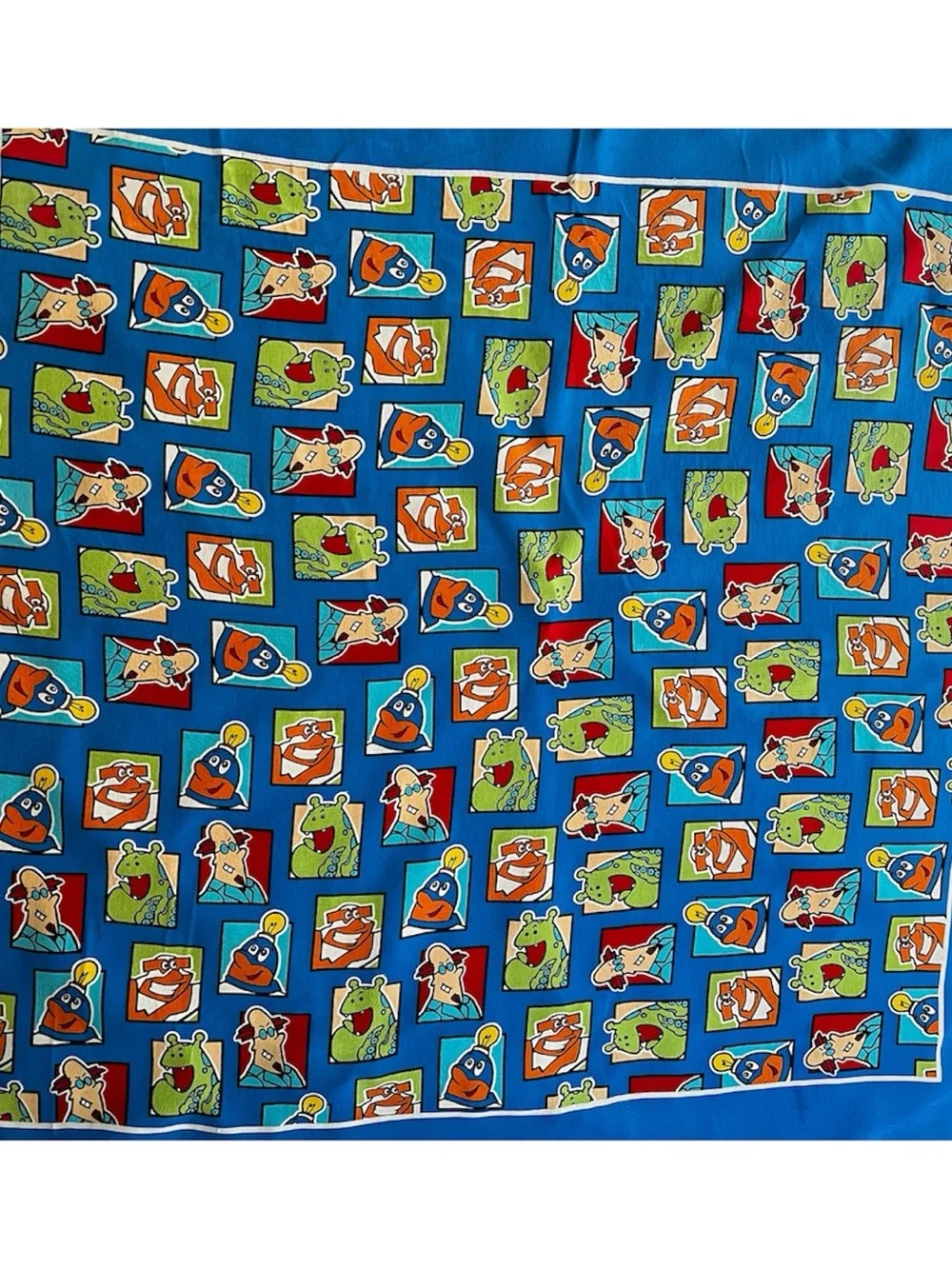 Whataburger Vintage Rare Whatateam Character Scarf Cartoon Print Blue Merch Silk